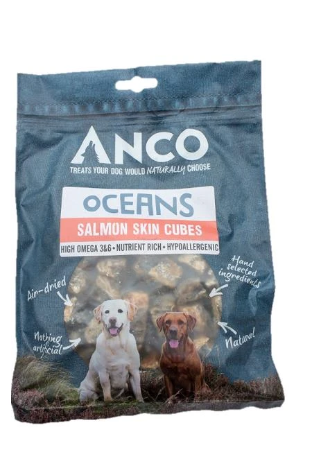Anco Oceans Salmon Skin Cubes 100g 3 Anco Oceans Salmon Skin Cubes 100g