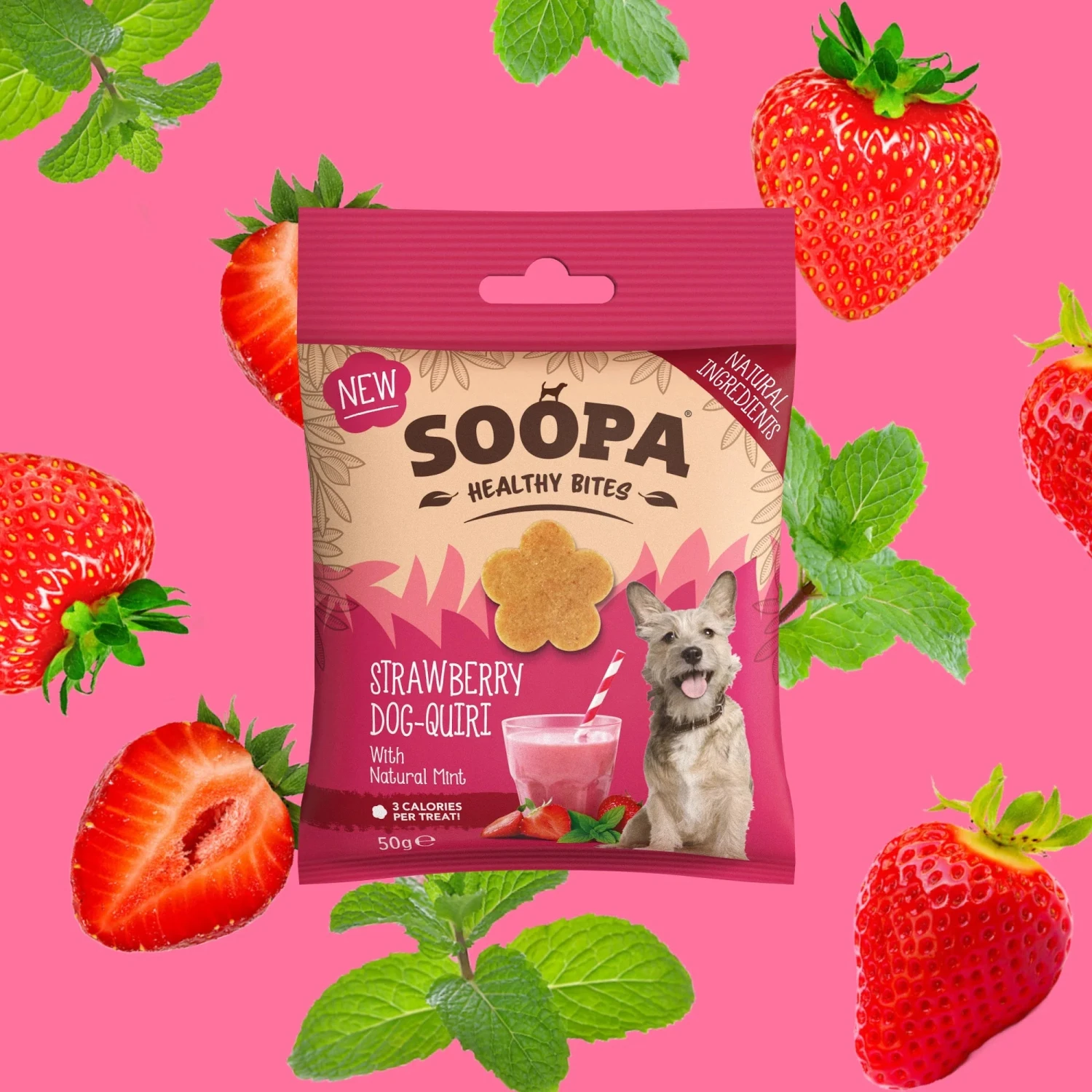 Soopa - Strawberry Dog-Quiri Healthy Bites 50g 3 Soopa - Strawberry Dog-Quiri Healthy Bites 50g