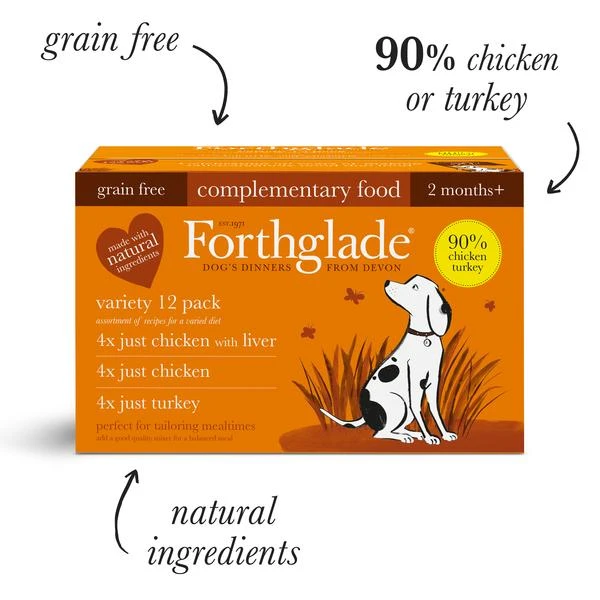 Forthglade Just - Chicken, Turkey & Chicken With Liver Natural Wet Dog Food - Variety Pack (12x395g) - Image 2