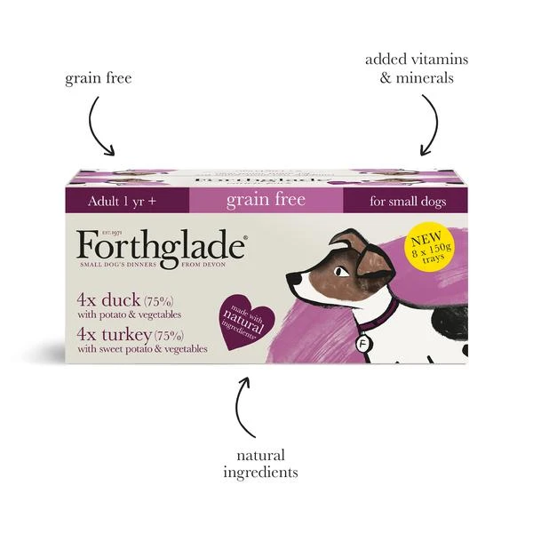 Forthglade Small Dog Grain Free Variety Turkey & Duck 8x150g 3 Forthglade Small Dog Grain Free Variety Turkey & Duck 8x150g
